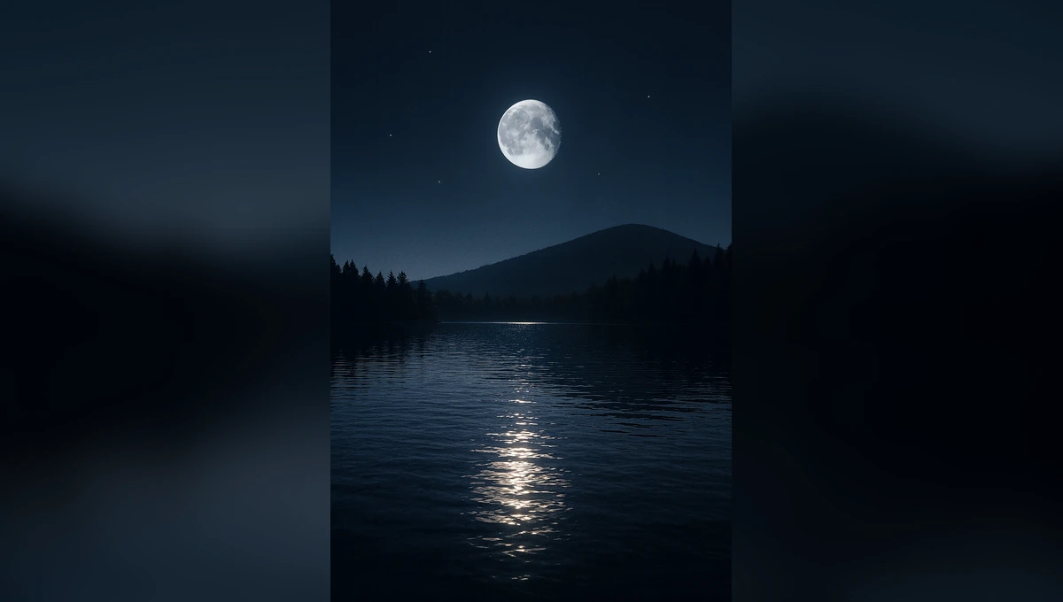 Moonlight reflected on a dark lake